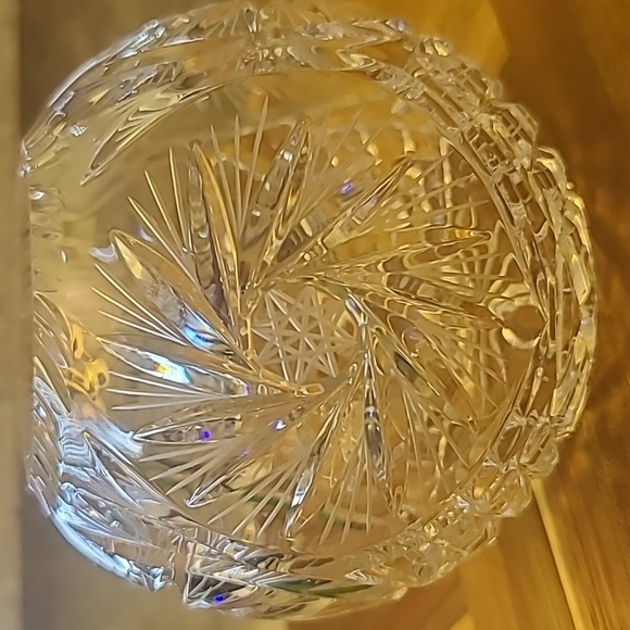 Crystal Rose Bowl "Pinwheel" Design Crystal Clear Industries, Poland, 24% Lead - Picture 7 of 9